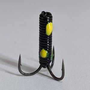 чертик для ловли на гирлянду безмотыльная мормышка-черный с желтыми точками