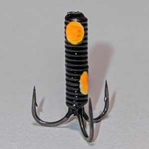 чертик для ловли на гирлянду безмотыльная мормышка черный с оранжевыми точками