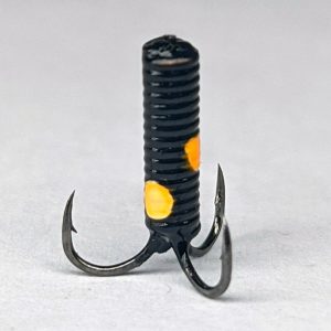 чертик для ловли на гирлянду от shredder безмотыльная мормышка черный с оранжевыми точками