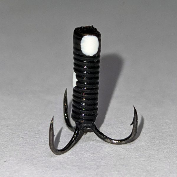 чертик для ловли на гирлянду от shredder безмотыльная мормышка черный с белыми точками