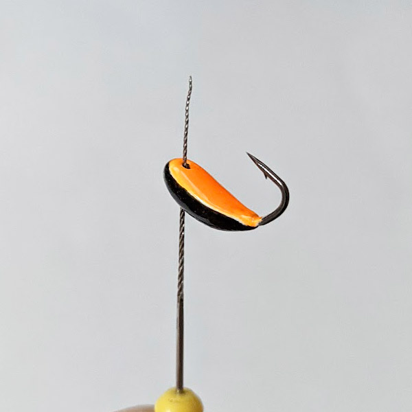 безмотыльная мормышка скорлупка двухцветная свицовая крупная оранжевая 05г